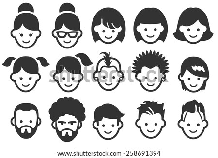 Avatar vector illustration icon set 1. Included the icons as face, user, man, woman, characters, style and more.