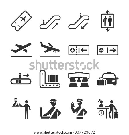 Aviation icon series 2. Included the icons as airport, airplane, immigration officer, security check, information, air ticket and more.