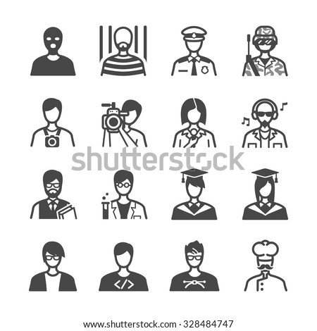 Job icons set. Included the icons as occupations, avatar, profile, user, careers, jobs and more.