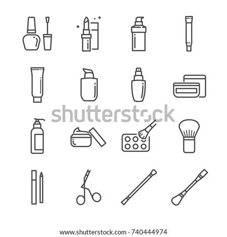 Make-up and cosmetic line icon set 2. Included the icons as beauty, woman face, lipstick, eyeshadow, eye liner foundation, tools and more. Foto stock © 