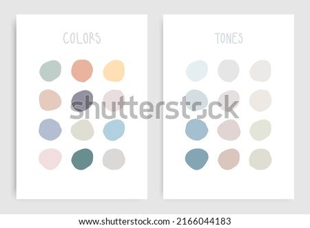 Two nursery wall posters with pastel colors and gradient tones in circles for printing or using as cute color paletes