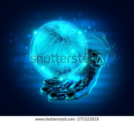 abstract hand globe technology background