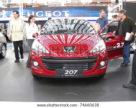 BELGRADE, SERBIA - MARCH 29: Front view of Peugeot 207 car on Belgrade car show, March 29, 2011 in Belgrade, Serbia