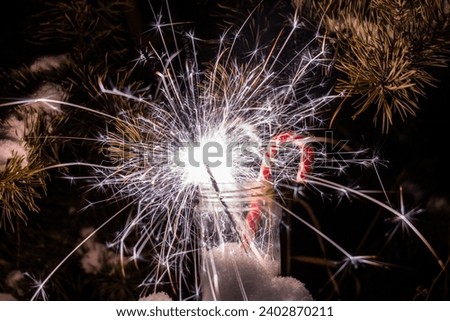 Image, Stock Photo Sparkler against blurred person in nature