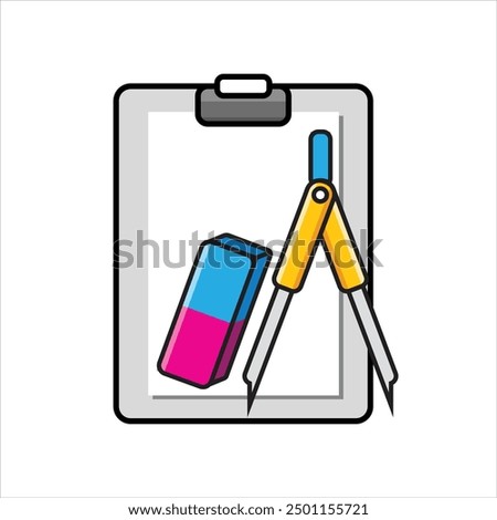 Clipboard, Period Dividers Tool and Eraser vector or icon suitable for element design