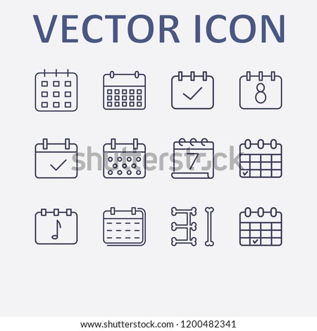 Outline 12 week icon set. calendar check and calendar vector illustration