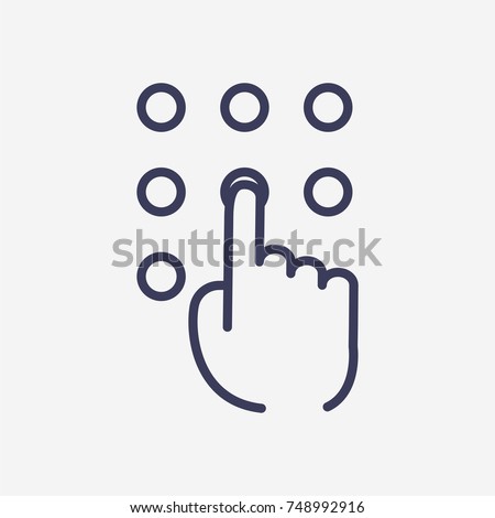 Outline hand pressing number icon illustration vector symbol