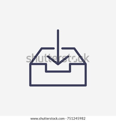 Outline download in box icon illustration vector symbol