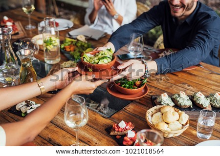 Similar – Image, Stock Photo Crop man with bowl of ramen soup