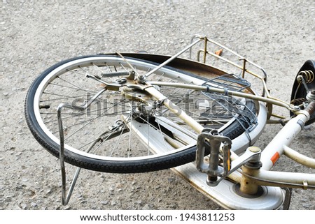 Similar – Image, Stock Photo bent rear wheel of an old bicycle