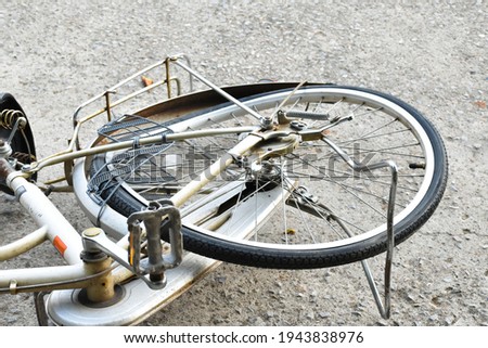 Similar – Image, Stock Photo bent rear wheel of an old bicycle