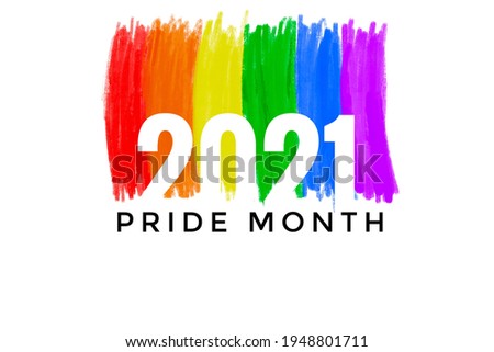 Drawing of rainbow colours with texts '2021 Pride Month', concept for LGBTQ+ community in pride month.