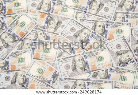 Background with money american hundred dollar bills - horizontal. Money background / photography of the United States dollar (U.S. dollar, American dollar, US Dollar)