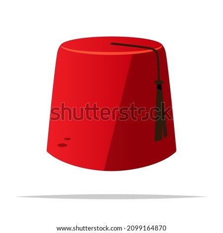 Red fez hat vector isolated illustration