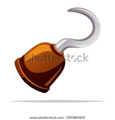 Pirate hook prosthetic hand vector isolated illustration