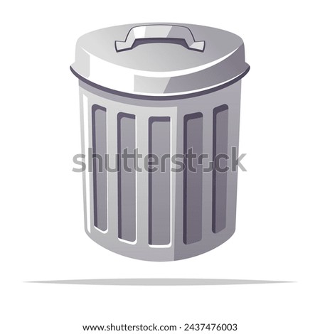 Metal trash can vector isolated illustration