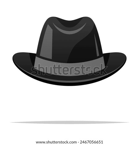 Black fedora hat vector isolated illustration