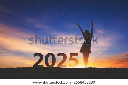 Similar – Image, Stock Photo Cheerful female traveler in swimsuit on beach
