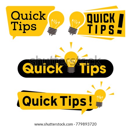 Quick tips logo, icon or symbol set with black and yellow color and lightbulb element suitable for web