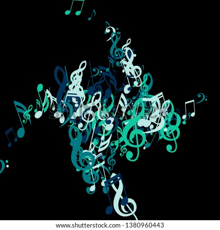 Musical Symbols. Trendy Background with Notes, Bass and Treble Clefs. Vector Element for Musical Poster, Banner, Advertising, Card. Minimalistic Simple Background. Stock fotó © 