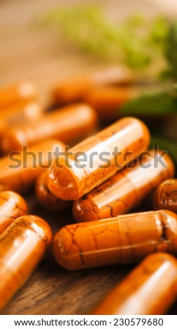 Powder Turmeric herb in capsule