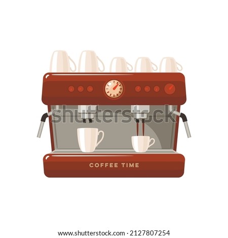 Automatic espresso machine, modern professional coffee maker. Vector illustration cartoon icon isolated on white background.