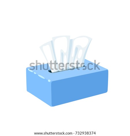 Box with disposable paper handkerchiefs. Vector illustration cartoon flat icon isolated on white.