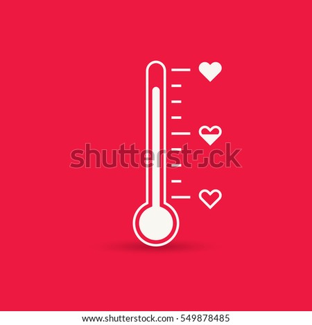 Heart thermometer icon. Love card. Vector