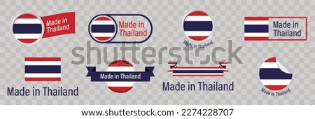 Made in Thailand label. Thailand quality Sticker collection. Vector illustration in flat design