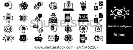 AI Generation Web Icons. Artificial Intelligence, Chat Bot, AI Technology, Future, Robot. Vector in Line Style Icons