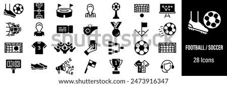 Football or Soccer Web Icons. Stadium, Fans, Football Referee, Goal, Football Team. Vector in Line Style Icons