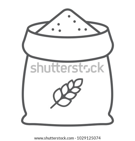 Bag of wheat thin line icon, farming and agriculture, grain bag sign vector graphics, a linear pattern on a white background, eps 10.