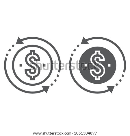 Return on investment line and glyph icon, development and business, money back sign vector graphics, a linear pattern on a white background, eps 10.