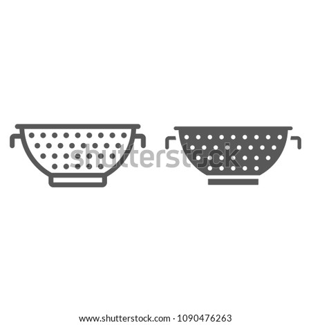 Colander line and glyph icon, kitchen and cooking, strainer sign vector graphics, a linear pattern on a white background, eps 10.