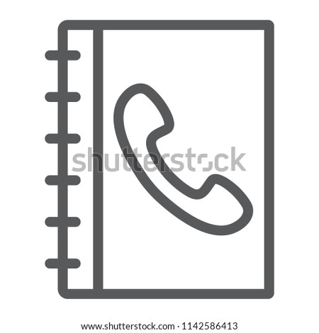 Phone book line icon, contact and telephone, adress book sign, vector graphics, a linear pattern on a white background, eps 10.