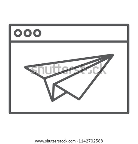 Landing Page thin line icon, browser and page, website sign, vector graphics, a linear pattern on a white background, eps 10.