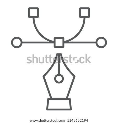 Curvature tool thin line icon, tools and design, curve sign, vector graphics, a linear pattern on a white background, eps 10.