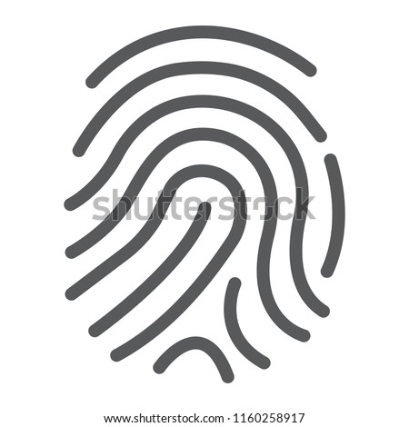 Cryptographic signature line icon, security and identity, fingerprint sign, vector graphics, a linear pattern on a white background, eps 10.