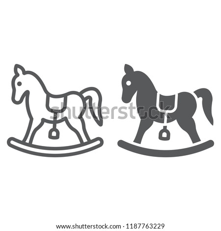 Rocking horse line and glyph icon, baby and toy, pony sign, vector graphics, a linear pattern on a white background, eps 10.