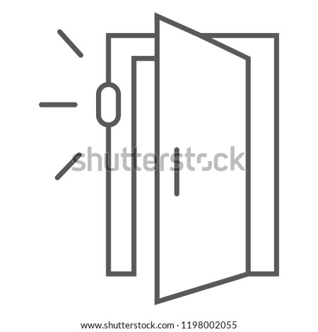 Door sensor thin line icon, access and security, automatic door sign, vector graphics, a linear pattern on a white background, eps 10.
