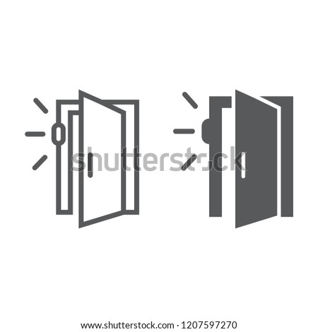 Door sensor line and glyph icon, access and security, automatic door sign, vector graphics, a linear pattern on a white background, eps 10.