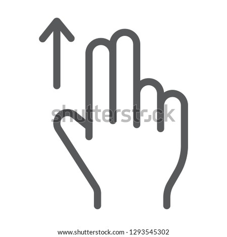Two finger drag up line icon, gesture and hand, flick sign, vector graphics, a linear pattern on a white background, eps 10.