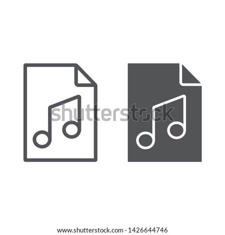 Music file line and glyph icon, music and sound, audio file sign, vector graphics, a linear pattern on a white background, eps 10.