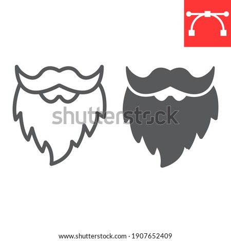 Leprechaun beard line and glyph icon, St. Patricks day and holiday, mustache with beard vector icon, vector graphics, editable stroke outline sign, eps 10