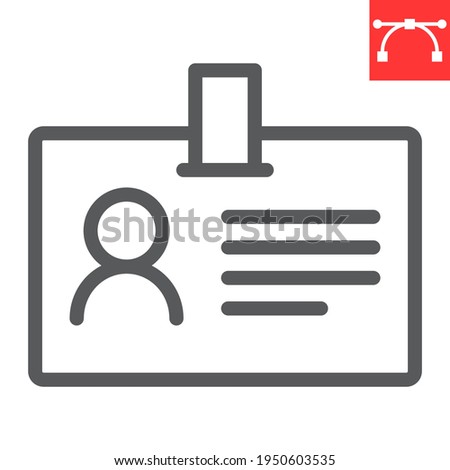ID card line icon, identification and card holder, office badge vector icon, vector graphics, editable stroke outline sign, eps 10