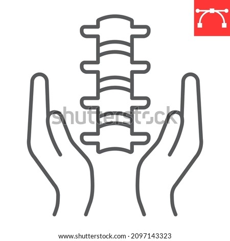 Spine care line icon, backbone and physiotherapy, chiropractic vector icon, vector graphics, editable stroke outline sign, eps 10.