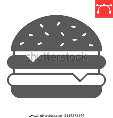 Double cheeseburger glyph icon, junk food and fast food, double burger vector icon, vector graphics, editable stroke solid sign, eps 10.