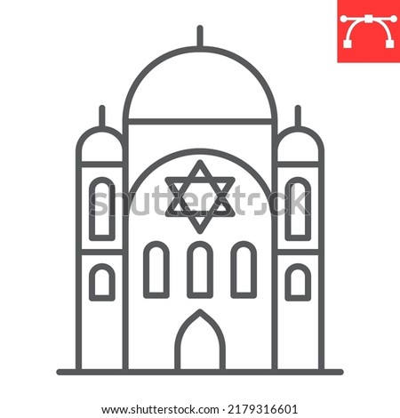 Synagogue line icon, hanukkah and architecture, Synagogue vector icon, vector graphics, editable stroke outline sign, eps 10.