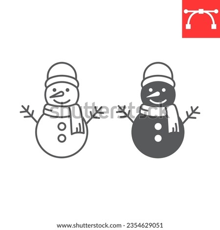 Snowman line and glyph icon, holiday and merry christmas, xmas sled vector icon, winter transportation vector graphics, editable stroke solid sign, eps 10.