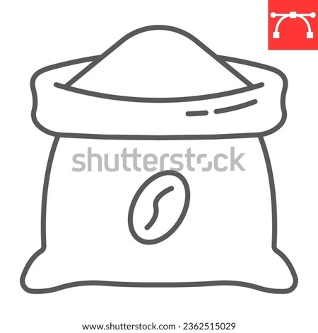 Coffee sack line icon, arabica and beans, coffee bag vector icon, vector graphics, editable stroke outline sign, eps 10.